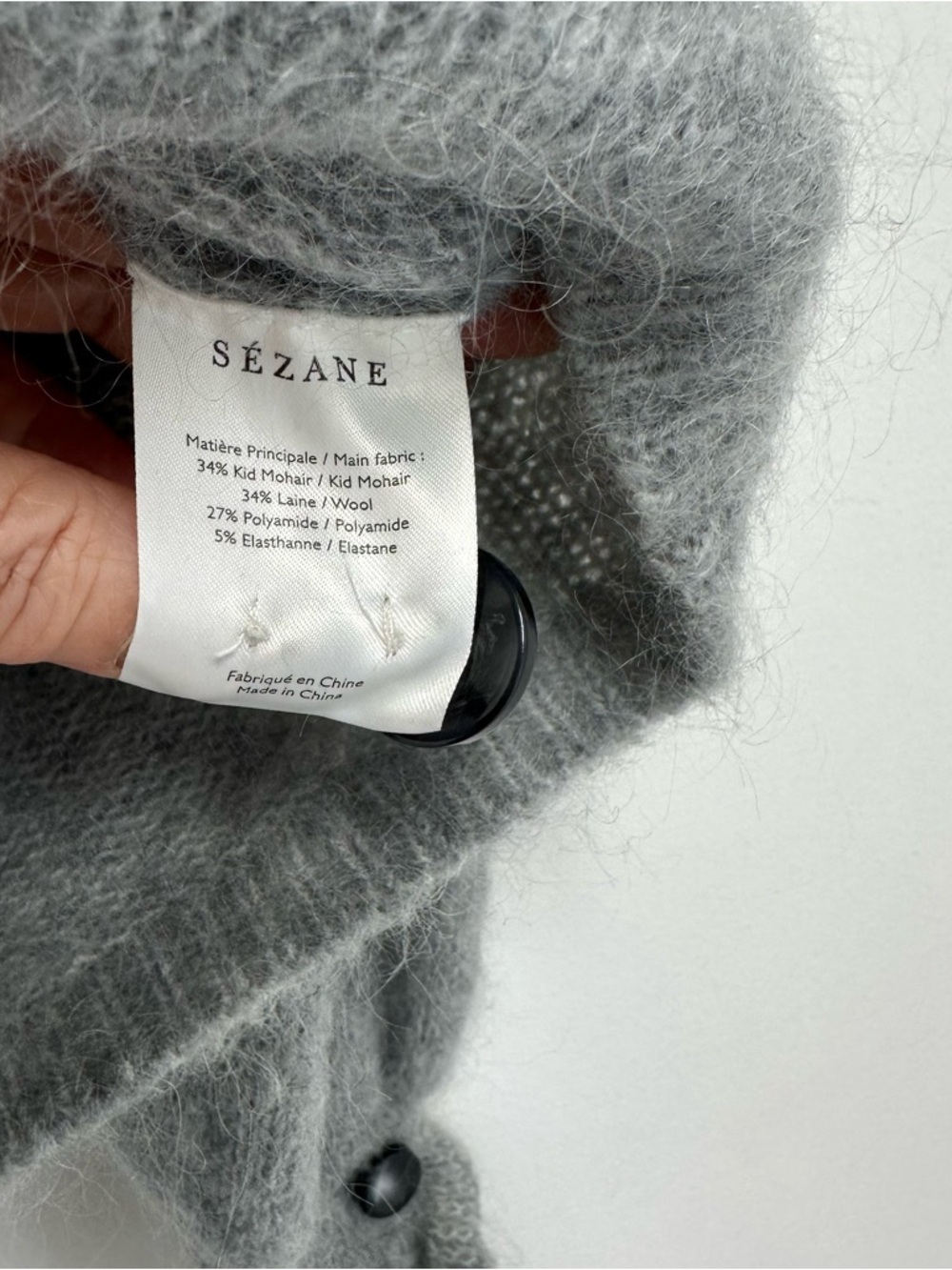 Sézane Mia Mohair Wool Blend Cardigan in Grey - Picture 9 of 10